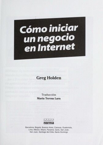 Book cover for Como Iniciar Un Negocio En Internet