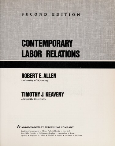 Book cover for Conteporary Labour Relations