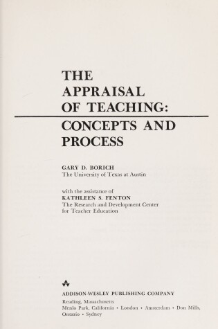 Cover of Appraisal of Teaching