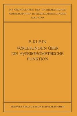 Cover of Vorlesungen UEber Die Hypergeometrische Funktion