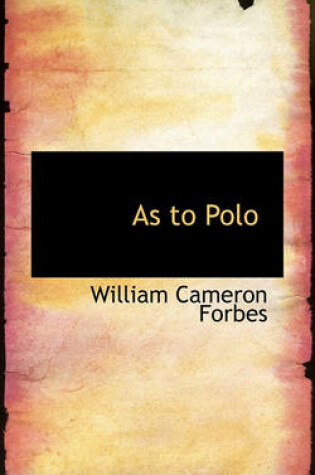 Cover of As to Polo