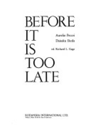 Cover of Before it is Too Late