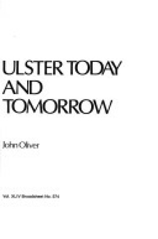 Cover of Ulster Today and Tomorrow