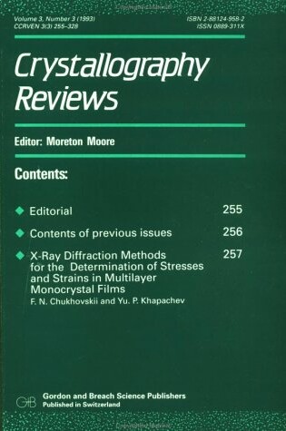Cover of Crystallography Reviews 3#3