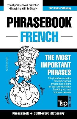 Book cover for English-French phrasebook and 3000-word topical vocabulary