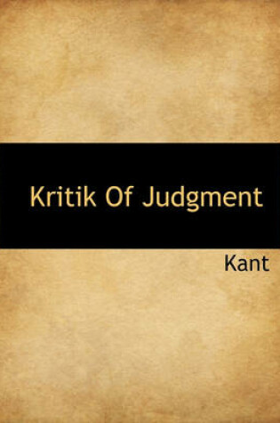 Cover of Kritik of Judgment