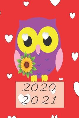 Book cover for Cute Fun White Hearts on Red Purple Owl & Sunflower 25 Month Weekly Planner Dated Calendar for Women & Men