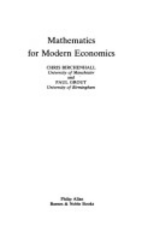 Cover of Mathematics for Modern Economics