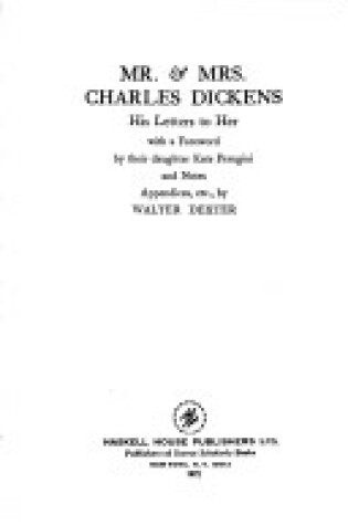 Cover of Mr. and Mrs.Charles Dickens