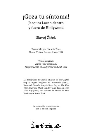 Cover of Goza Tu Sintoma - Lacan Dentro y Fuera de Hollywoo