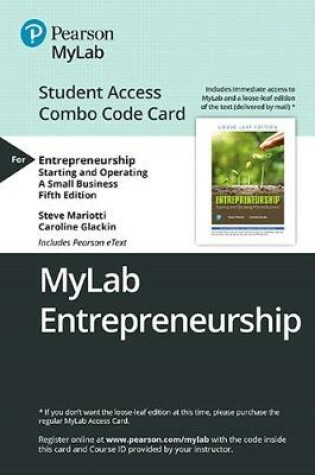 Cover of Mylab Entrepreneurship with Pearson Etext -- Combo Access Card -- For Entrepreneurship