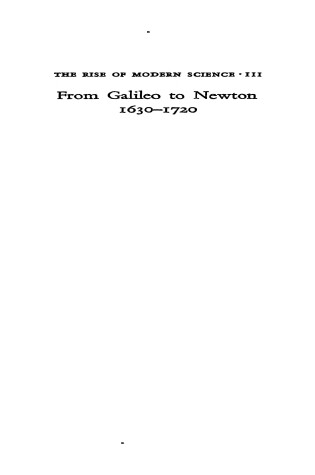 Cover of From Galileo to Newton, 1630-1720