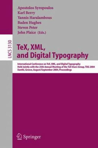 Cover of Tex, XML, and Digital Typography