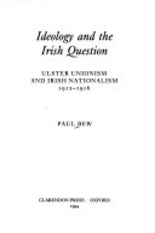 Cover of Ideology and the Irish Question