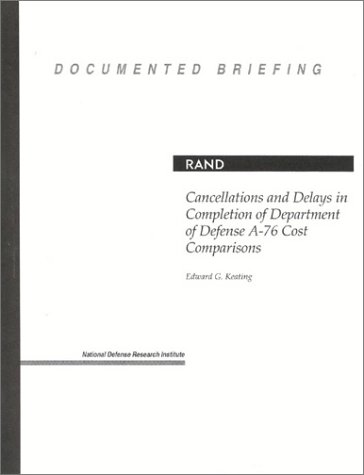 Cover of Cancellations and Delays in Completion of Department of Defense A-76 Cost Comparisons