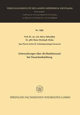 Cover of Untersuchungen über die Reaktionszeit bei Dauerbeobachtung