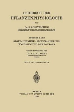 Cover of Stoffaufnahme · Stoffwanderung Wachstum und Bewegungen