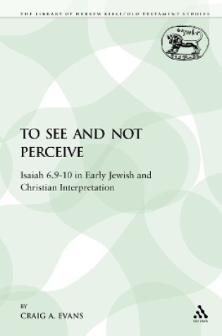 Cover of To See and Not Perceive