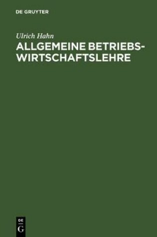 Cover of Allgemeine Betriebswirtschaftslehre