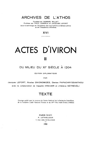 Cover of Actes d'Iviron. II