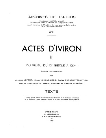 Cover of Actes d'Iviron. II