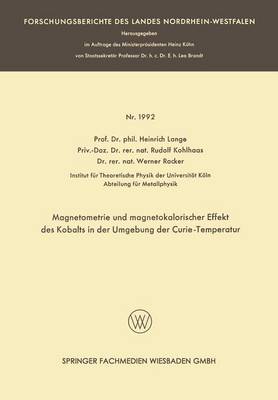 Book cover for Magnetometrie und magnetokalorischer Effekt des Kobalts in der Umgebung der Curie-Temperatur