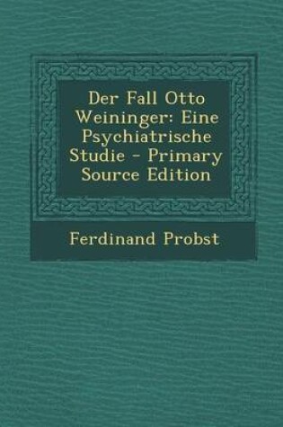 Cover of Der Fall Otto Weininger