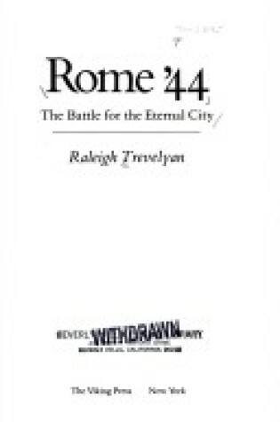 Cover of Rome '44, the Battle for the Eternal City