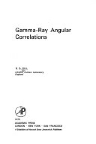 Cover of Gamma Ray Angular Correlations