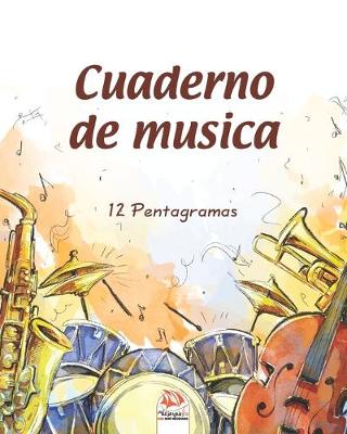 Book cover for Cuaderno de musica 12 pentagramas