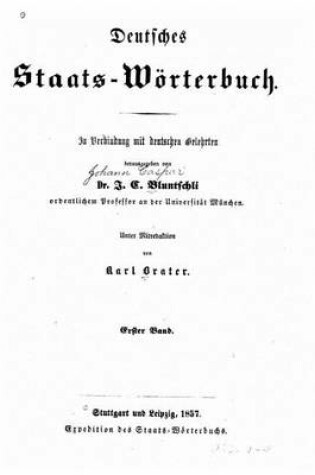 Cover of Deutsches StaatsWoerterbuch Bd. ABelagerungszustand - Erfter Band