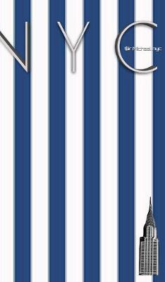 Book cover for NYC Chrysler building blue and white stipe grid page style $ir Michael Limited edition