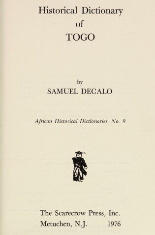 Cover of Historical Dictionary of Togo