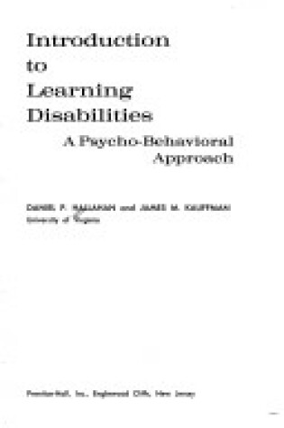 Cover of Introduction to Learning Disabilities