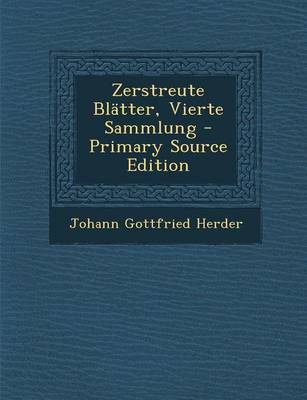 Book cover for Zerstreute Blatter, Vierte Sammlung