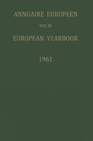 Cover of Annuaire Européen / European Yearbook