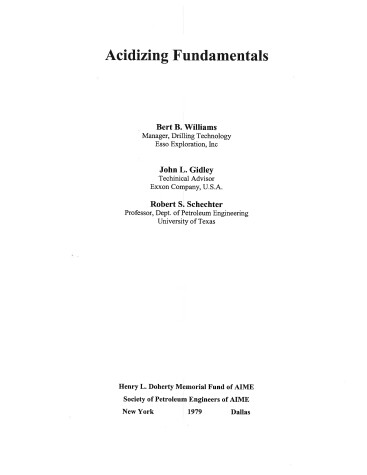 Cover of Acidizing Fundamentals