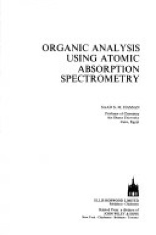 Cover of Organic Analysis Using Atomic Absorption Spectrometry