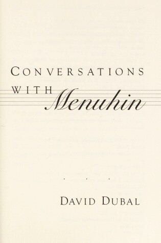 Cover of Conversations with Menuhin
