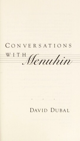 Book cover for Conversations with Menuhin