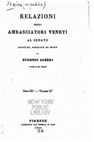 Cover of Relazioni degli ambasciatori veneti al Senato