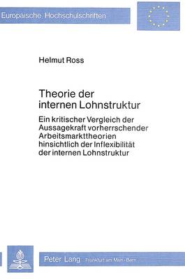 Cover of Theorie Der Internen Lohnstruktur