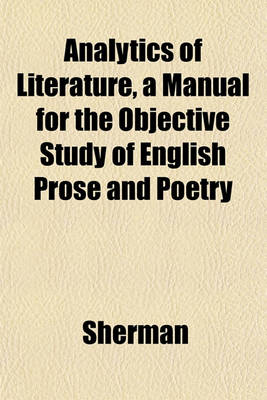 Book cover for Analytics of Literature, a Manual for the Objective Study of English Prose and Poetry