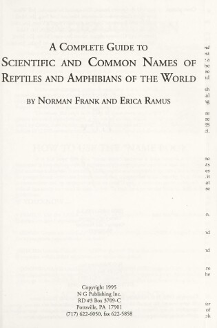 Cover of A Complete Guide to Scientific and Common Names of Reptiles and Amphibians of the World