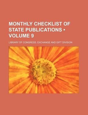 Book cover for Monthly Checklist of State Publications (Volume 9)