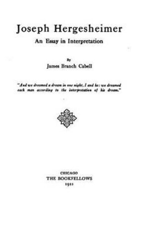 Cover of Joseph Hergesheimer, An Essay in Interpretation
