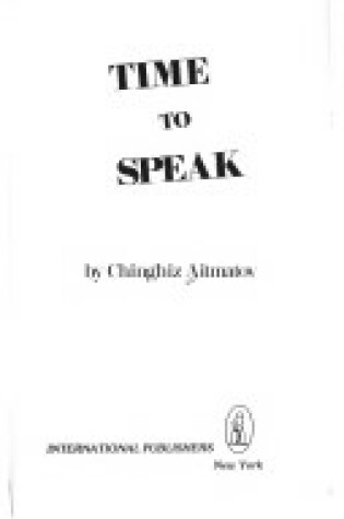Cover of Time to Speak