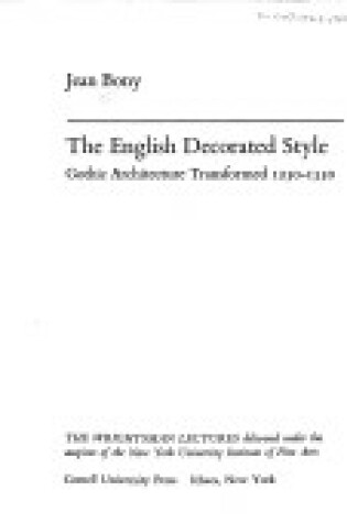 Cover of English Decorated Style CB