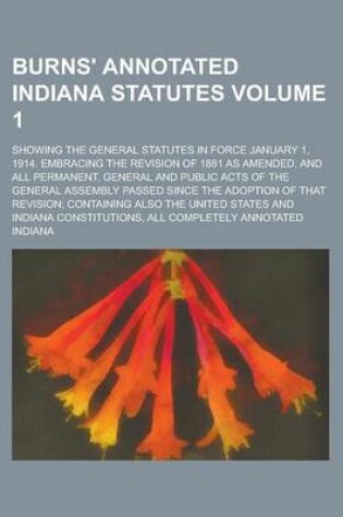 Cover of Burns' Annotated Indiana Statutes; Showing the General Statutes in Force January 1, 1914. Embracing the Revision of 1881 as Amended, and All Permanent