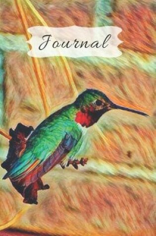 Cover of Cute Bright Green Ruby Red Throated Humming Diary, Pretty Journal for Daily Thoughts